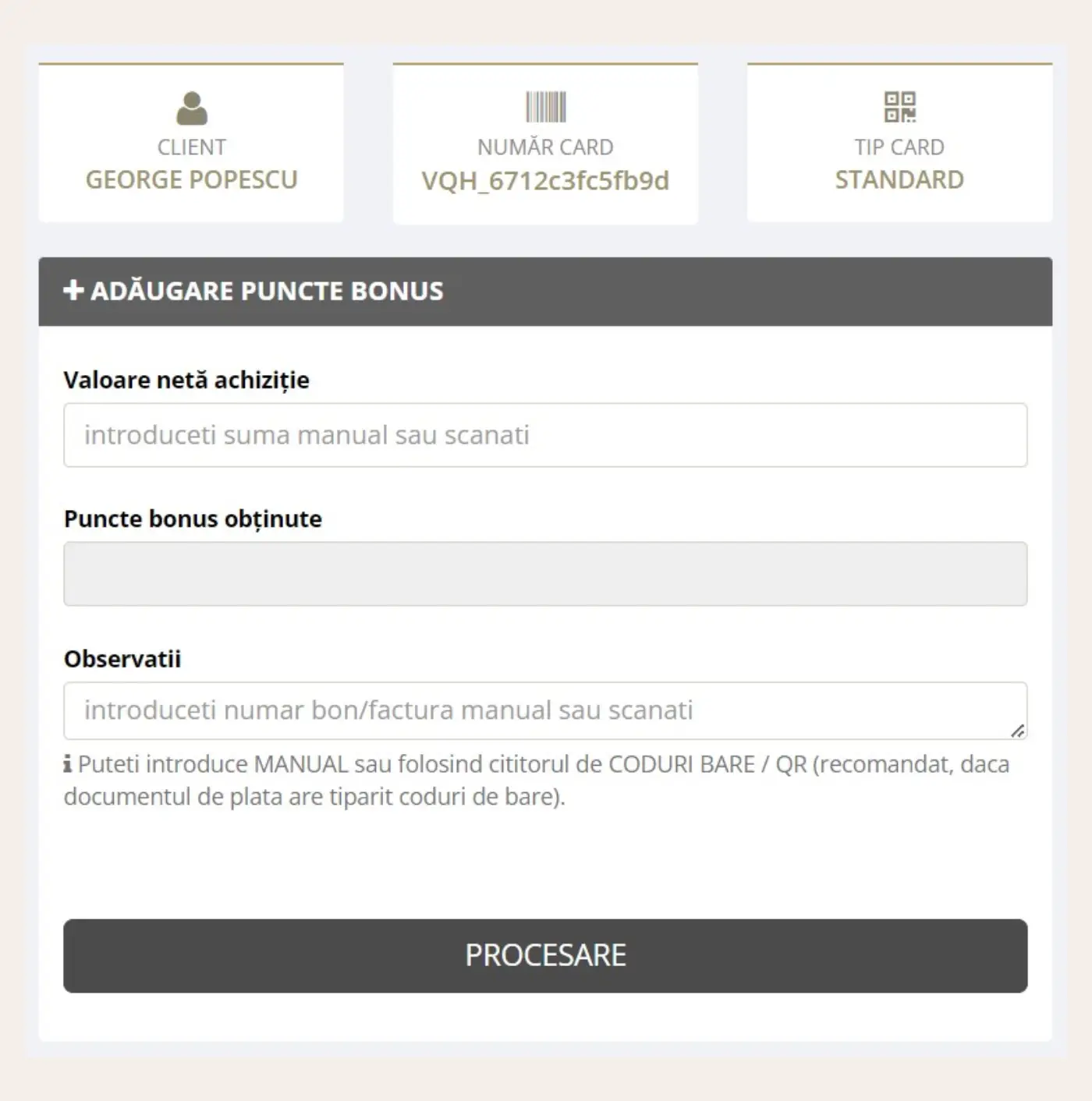 Fidelizare cu acumulare de puncte bonus